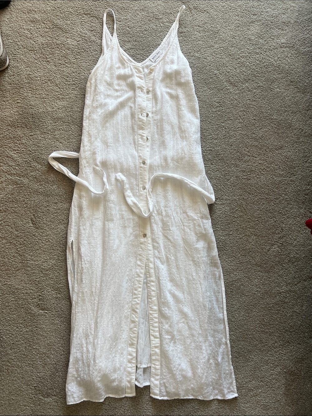 Bella Dahl White Linen Button-Front Maxi Dress